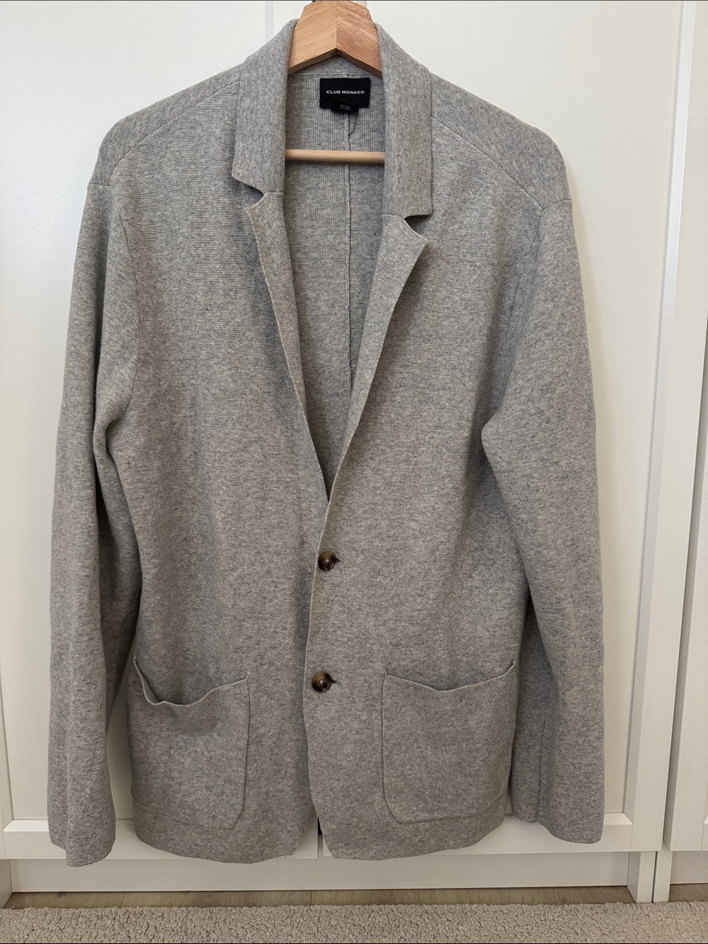 Club Monaco Men’s Light Gray Knit Blazer Cardigan